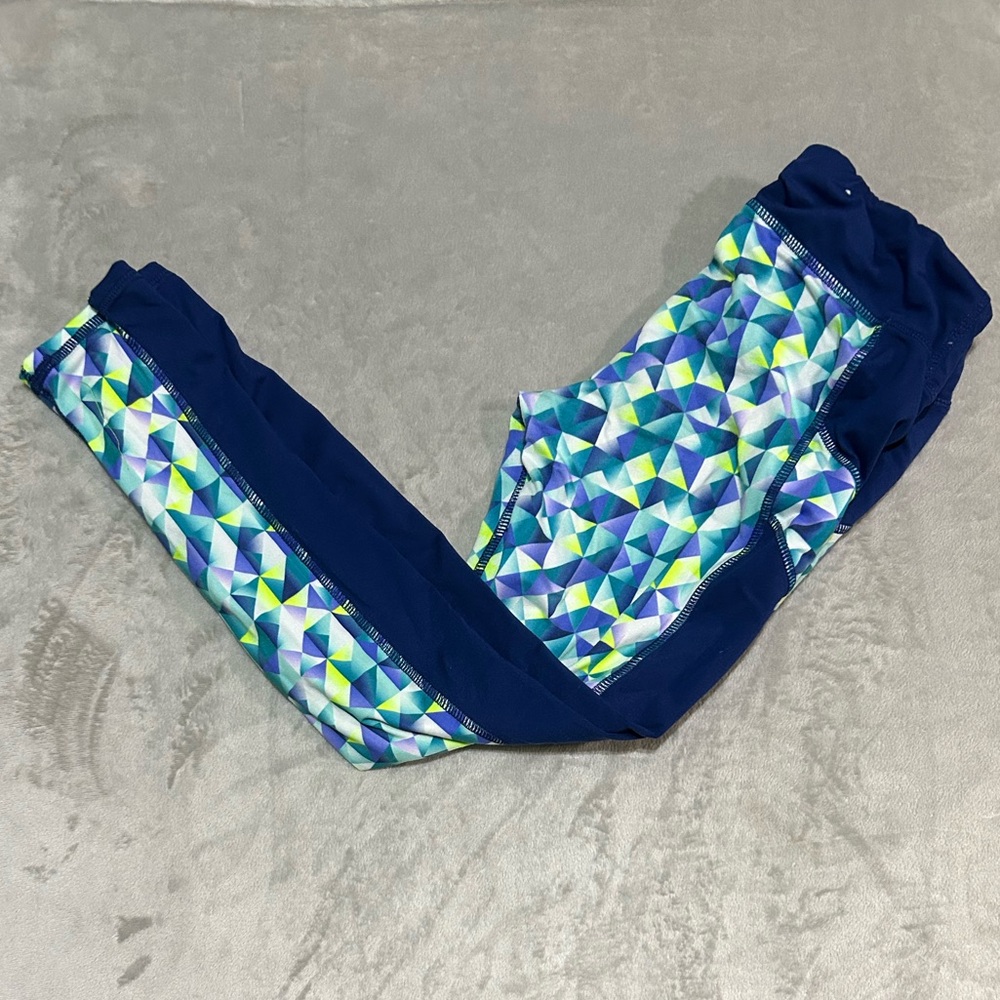 Everlast Kids Leggings with Blue and Green Geometric Pattern
